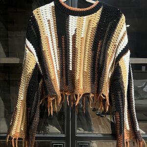 Zara Multicolor Crochet Sweater- Crop